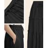 imageNASHALYLY Skirts for Women Boho Elastic Waisted Drawstring Swing Ruched 3 Tiered Maxi Skirt with PocketsBlack