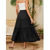 imageNASHALYLY Skirts for Women Boho Elastic Waisted Drawstring Swing Ruched 3 Tiered Maxi Skirt with PocketsBlack