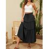 imageNASHALYLY Skirts for Women Boho Elastic Waisted Drawstring Swing Ruched 3 Tiered Maxi Skirt with PocketsBlack