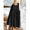 imageNASHALYLY Skirts for Women Boho Elastic Waisted Drawstring Swing Ruched 3 Tiered Maxi Skirt with PocketsBlack