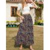imageNASHALYLY Skirts for Women Boho Elastic Waisted Drawstring Swing Ruched 3 Tiered Maxi Skirt with PocketsBlack Floral80