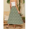 imageNASHALYLY Skirts for Women Boho Elastic Waisted Drawstring Swing Ruched 3 Tiered Maxi Skirt with PocketsGreen White Flower
