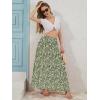imageNASHALYLY Skirts for Women Boho Elastic Waisted Drawstring Swing Ruched 3 Tiered Maxi Skirt with PocketsGreen White Flower