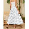 imageNASHALYLY Skirts for Women Boho Elastic Waisted Drawstring Swing Ruched 3 Tiered Maxi Skirt with PocketsWhite Blue Flower