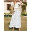 imageNASHALYLY Skirts for Women Boho Elastic Waisted Drawstring Swing Ruched 3 Tiered Maxi Skirt with PocketsWhite Blue Flower