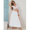 imageNASHALYLY Skirts for Women Boho Elastic Waisted Drawstring Swing Ruched 3 Tiered Maxi Skirt with PocketsWhite Blue Flower