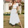 imageNASHALYLY Skirts for Women Boho Elastic Waisted Drawstring Swing Ruched 3 Tiered Maxi Skirt with PocketsWhite Blue Flower