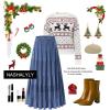 imageNASHALYLY Womens Chiffon Elastic High Waist Pleated ALine Flared Maxi SkirtsBeja Blue