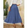 imageNASHALYLY Womens Chiffon Elastic High Waist Pleated ALine Flared Maxi SkirtsBeja Blue