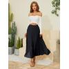 imageNASHALYLY Womens Chiffon Elastic High Waist Pleated ALine Flared Maxi SkirtsBlack
