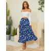imageNASHALYLY Womens Chiffon Elastic High Waist Pleated ALine Flared Maxi SkirtsBlack Blue Print