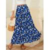 imageNASHALYLY Womens Chiffon Elastic High Waist Pleated ALine Flared Maxi SkirtsBlack Blue Print