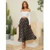 imageNASHALYLY Womens Chiffon Elastic High Waist Pleated ALine Flared Maxi SkirtsBlack Coffee Floral