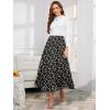 imageNASHALYLY Womens Chiffon Elastic High Waist Pleated ALine Flared Maxi SkirtsBlack White Flower