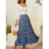 imageNASHALYLY Womens Chiffon Elastic High Waist Pleated ALine Flared Maxi SkirtsBlue Floral1
