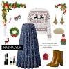 imageNASHALYLY Womens Chiffon Elastic High Waist Pleated ALine Flared Maxi SkirtsBlue Floral1