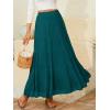 imageNASHALYLY Womens Chiffon Elastic High Waist Pleated ALine Flared Maxi SkirtsBluish Green