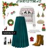 imageNASHALYLY Womens Chiffon Elastic High Waist Pleated ALine Flared Maxi SkirtsBluish Green