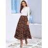 imageNASHALYLY Womens Chiffon Elastic High Waist Pleated ALine Flared Maxi SkirtsBrown Floral