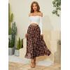 imageNASHALYLY Womens Chiffon Elastic High Waist Pleated ALine Flared Maxi SkirtsBrown Floral