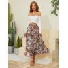 imageNASHALYLY Womens Chiffon Elastic High Waist Pleated ALine Flared Maxi SkirtsCoffee Floral