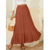 imageNASHALYLY Womens Chiffon Elastic High Waist Pleated ALine Flared Maxi SkirtsCoffee2