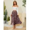 imageNASHALYLY Womens Chiffon Elastic High Waist Pleated ALine Flared Maxi SkirtsDusty Pink Floral