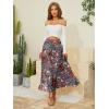 imageNASHALYLY Womens Chiffon Elastic High Waist Pleated ALine Flared Maxi SkirtsFloral1