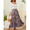 imageNASHALYLY Womens Chiffon Elastic High Waist Pleated ALine Flared Maxi SkirtsFloral1