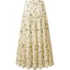 imageNASHALYLY Womens Chiffon Elastic High Waist Pleated ALine Flared Maxi SkirtsFlower203
