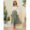 imageNASHALYLY Womens Chiffon Elastic High Waist Pleated ALine Flared Maxi SkirtsGreen Floral B