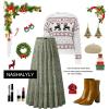 imageNASHALYLY Womens Chiffon Elastic High Waist Pleated ALine Flared Maxi SkirtsGreen Floral B