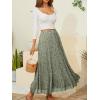 imageNASHALYLY Womens Chiffon Elastic High Waist Pleated ALine Flared Maxi SkirtsGreen Floral B