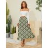 imageNASHALYLY Womens Chiffon Elastic High Waist Pleated ALine Flared Maxi SkirtsGreen White