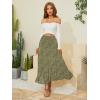imageNASHALYLY Womens Chiffon Elastic High Waist Pleated ALine Flared Maxi SkirtsGreen Yellow Floral