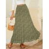 imageNASHALYLY Womens Chiffon Elastic High Waist Pleated ALine Flared Maxi SkirtsGreen Yellow Floral
