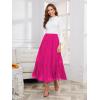 imageNASHALYLY Womens Chiffon Elastic High Waist Pleated ALine Flared Maxi SkirtsHot Pink