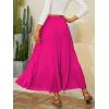 imageNASHALYLY Womens Chiffon Elastic High Waist Pleated ALine Flared Maxi SkirtsHot Pink