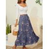 imageNASHALYLY Womens Chiffon Elastic High Waist Pleated ALine Flared Maxi SkirtsIce Blue Floral