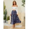 imageNASHALYLY Womens Chiffon Elastic High Waist Pleated ALine Flared Maxi SkirtsIce Blue Floral