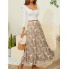 imageNASHALYLY Womens Chiffon Elastic High Waist Pleated ALine Flared Maxi SkirtsPeony