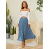 imageNASHALYLY Womens Chiffon Elastic High Waist Pleated ALine Flared Maxi SkirtsPowder Blue