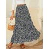 imageNASHALYLY Womens Chiffon Elastic High Waist Pleated ALine Flared Maxi SkirtsPurple Floral