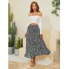 imageNASHALYLY Womens Chiffon Elastic High Waist Pleated ALine Flared Maxi SkirtsPurple Floral