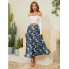 imageNASHALYLY Womens Chiffon Elastic High Waist Pleated ALine Flared Maxi SkirtsRetro Blue Floral