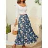 imageNASHALYLY Womens Chiffon Elastic High Waist Pleated ALine Flared Maxi SkirtsRetro Blue Floral