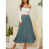 imageNASHALYLY Womens Chiffon Elastic High Waist Pleated ALine Flared Maxi SkirtsSage Green