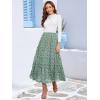 imageNASHALYLY Womens Chiffon Elastic High Waist Pleated ALine Flared Maxi SkirtsSage Green Floral