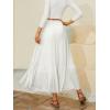 imageNASHALYLY Womens Chiffon Elastic High Waist Pleated ALine Flared Maxi SkirtsWhite