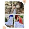 imageNASHALYLY Womens Chiffon Elastic High Waist Pleated ALine Flared Maxi SkirtsWhite